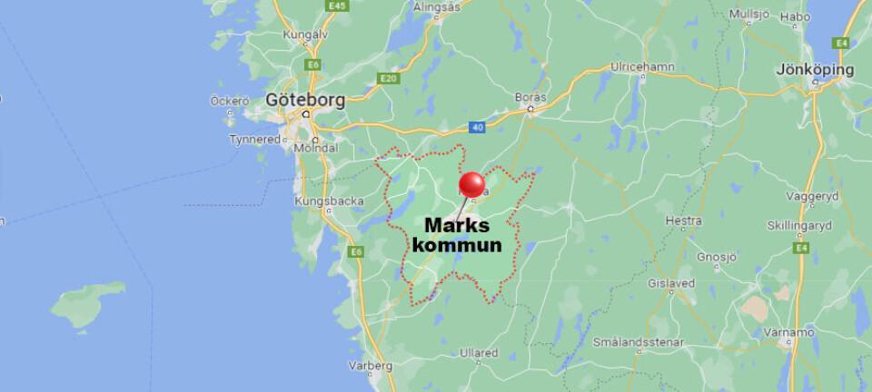 Karta över Marks Kommun, Västra Götalands Län